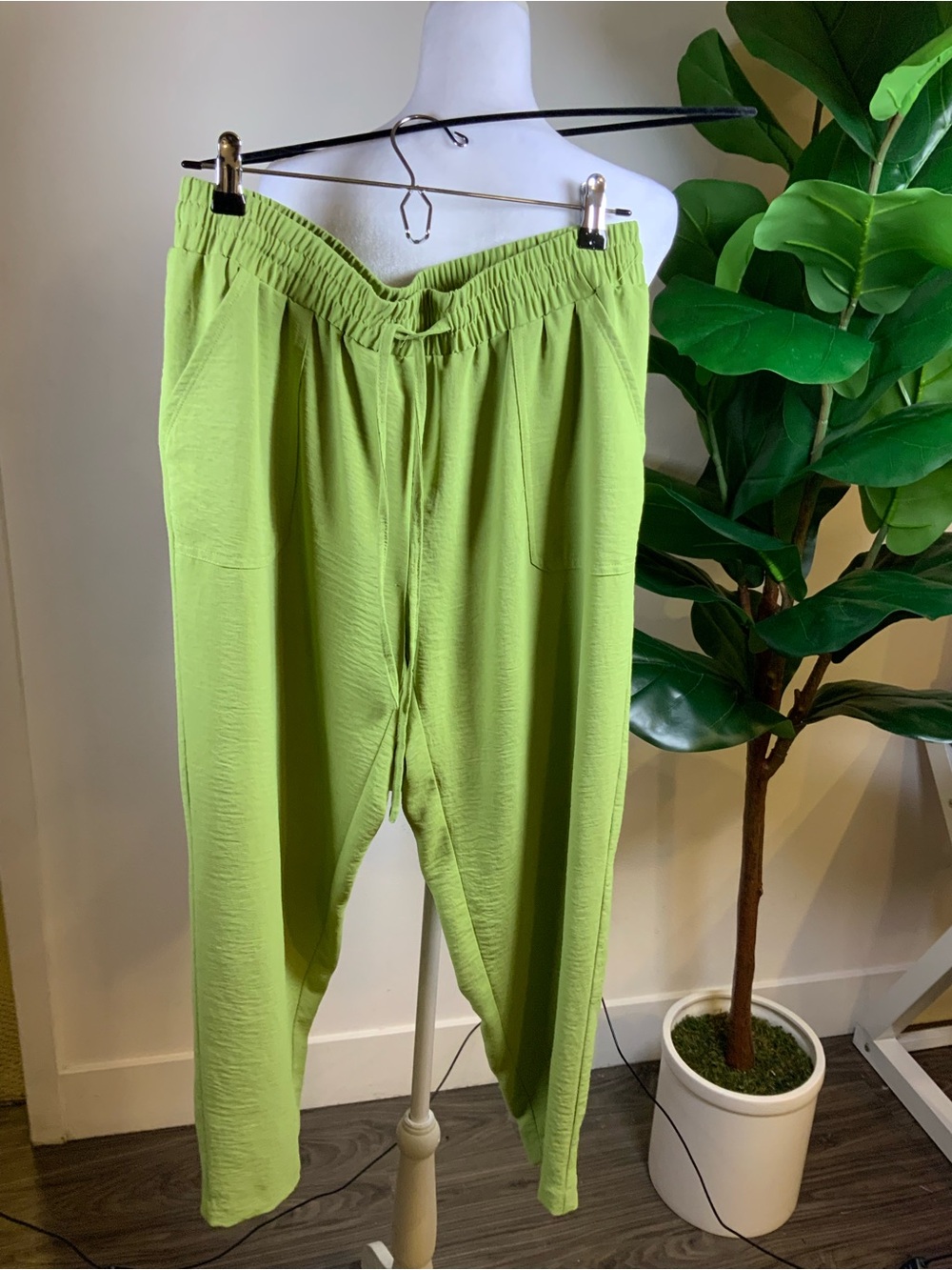 Lime Green Drawstring Relaxed Pants
